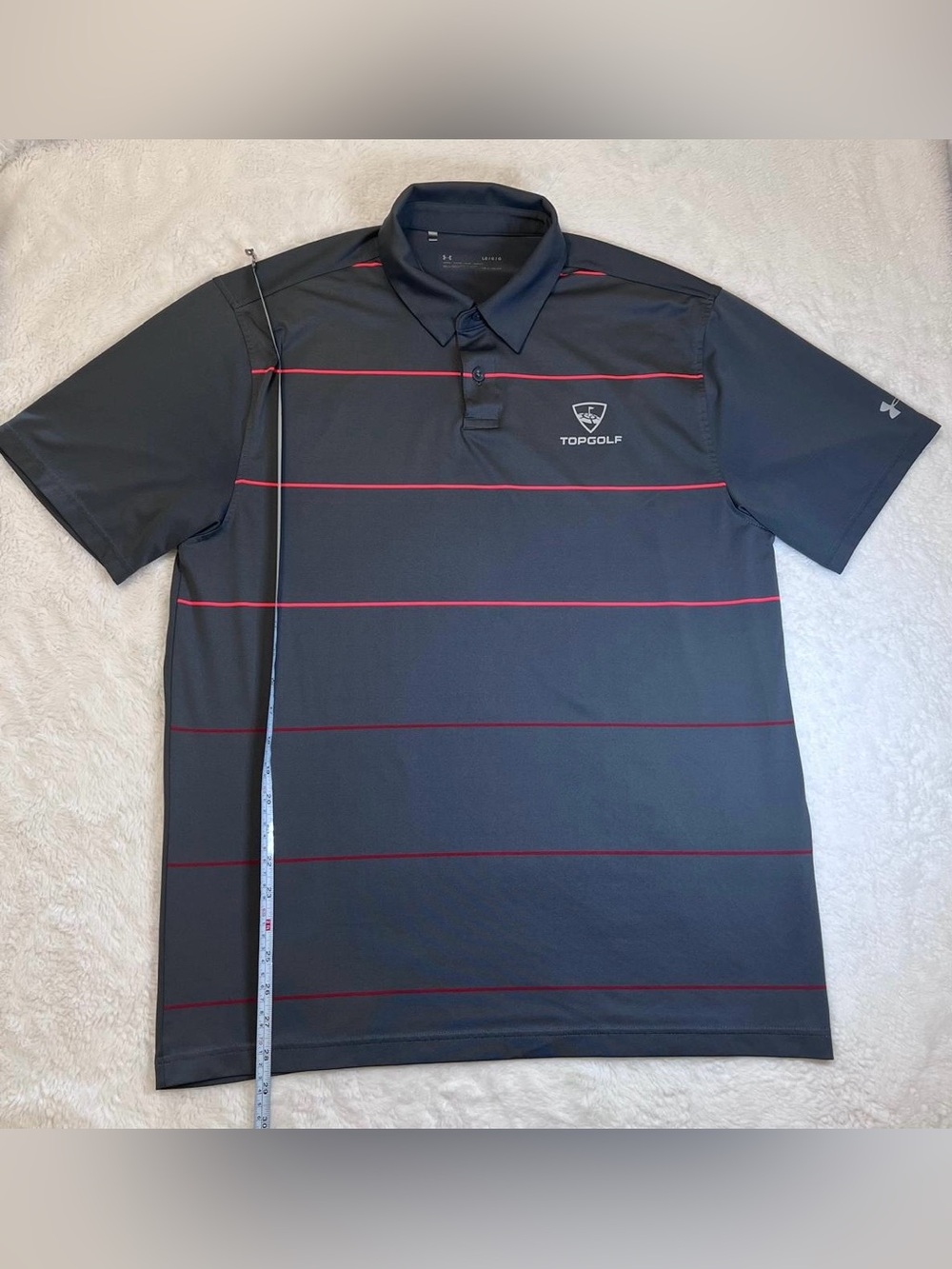 LG Black Polo with Red Horizontal Stripes